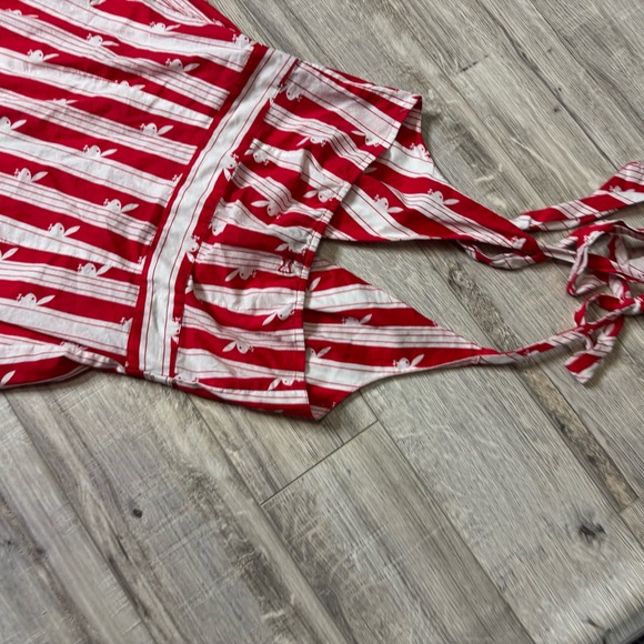 Playboy halter tank top striped white red buttons pin up girl rabbit heads RARE - Picture 9 of 11